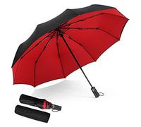 DORRISO Paraguas Plegables Automáticos Mujer Hombres Plegable Paraguas Portátil Viajar Antiviento Impermeable Unisexo Rojo
