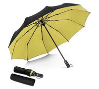 DORRISO Paraguas Plegables Automáticos Mujer Hombres Plegable Paraguas Portátil Viajar Antiviento Impermeable Unisexo Amarillo