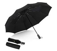 DORRISO Paraguas Plegables Automáticos Mujer Hombres Plegable Paraguas Portátil Viajar Antiviento Impermeable Unisexo Negro
