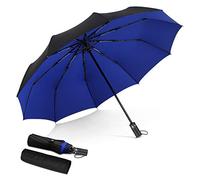 DORRISO Paraguas Plegables Automáticos Mujer Hombres Plegable Paraguas Portátil Viajar Antiviento Impermeable Unisexo Azul