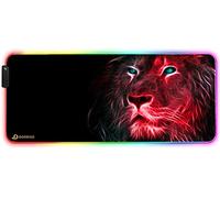 DORRISO RGB Alfombrilla de Ratón Gaming Extra Grande 900x400x4 mm XXL Alfombrilla Raton Gaming Grandes Impermeable para Gamers Ordenador PC Laptop Juegos Mouse Pad León Rojo