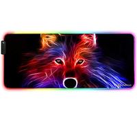 DORRISO RGB Alfombrilla de Ratón Gaming Extra Grande 900x400x4 mm XXL Alfombrilla Raton Gaming Grandes Impermeable para Gamers Ordenador PC Laptop Juegos Mouse Pad Lobo de Fuego