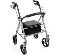 Dortomedical® Andador Plegable Ruedas 20 cm Especial Bordillos Asiento Frenos Cesta