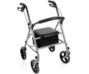 Dortomedical® Andador Plegable Ruedas 20 cm Especial Bordillos Asiento Frenos Cesta