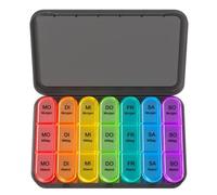 Doruimi Pastillero para 7 días por la mañana y mediodía, medicamentos para 7 días, 3 compartimentos, pequeño, compartimentos grandes, color negro