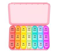 Doruimi Pastillero para 7 días por la mañana y mediodía, medicamentos para 7 días, 3 compartimentos, pequeño, compartimentos grandes, color rosa