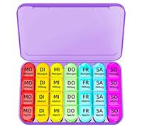 Doruimi Pastillero para 7 días por la mañana y mediodía por la noche, pequeño pastillero con compartimentos grandes, 7 días, 4 compartimentos, con diseño abierto sencillo para niños mayores y