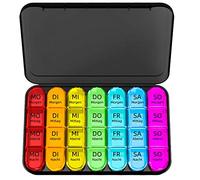 Doruimi Pastillero para 7 días por la mañana y mediodía por la noche, pequeño pastillero con compartimentos grandes, caja de medicamentos con 4 compartimentos con diseño abierto sencillo para niños