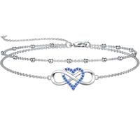 Dorunmo Pulsera tobillera de plata de ley 925, ideal para el Día de la Madre, Navidad y cumpleaños. Regalo perfecto para esposas, novias y madres, Armband 7"-9"
