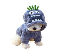 DoRysk 1 abrigo con capucha para gatos de otoño e invierno de felpa gruesa y cálida para Halloween con hebilla de cordón para perros pequeños y medianos (azul, XS)
