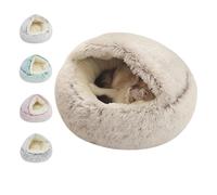 DoRysk Cama para gatos y mascotas, cama cálida y suave de felpa para mascotas con funda redonda para gatos y perros, cueva para perros pequeños (verde)
