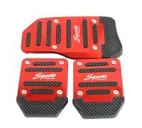 DoRysk Universal Car Pedal Cover Aluminum Automatic Transmission Brake Fuel Gas Foot Pad Set Kit Pedals Red Blue Silver Non-Slip Tools (Manual Red Set)