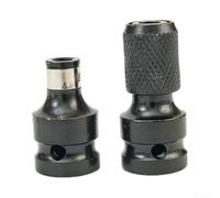 Dos adaptadores de 1/2 m² a vástago hexagonal de 1/4 permiten el uso de puntas hexagonales estándar en llaves y controladores más grandes
