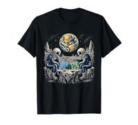 Dos astronautas Jugando al ajedrez en el Espacio Vintage Retro Sci Fi Camiseta