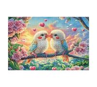 Dos Aves besándose Entre Flores Puzzle 1000 Piezas Estera Portátil Antideslizante Rompecabezas Familiar para Hombres Y Mujeres Aliviar Estrés Decoración Hogar 1000 PCS