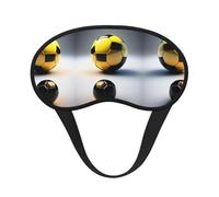 Dos balones de fútbol de diferentes tamaños, cómoda máscara de satén con borde negro para bloquear la luz y dormir reparador