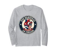 Dos Banderas Un Corazón Herencia Hispana Orgullo Latino Cubano Manga Larga