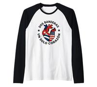 Dos Banderas Un Solo Corazón Dos Banderas Un Corazón Cubano Camiseta Manga Raglan