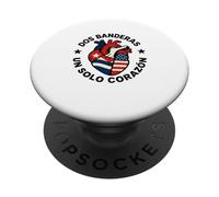 Dos Banderas Un Solo Corazón Dos Banderas Un Corazón Cubano PopSockets PopGrip Adhesivo