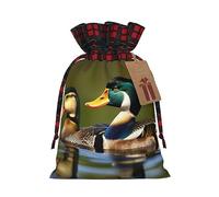Dos bolsas de regalo de arpillera con cordón de retazos de patos Mallard, bolsas de regalo de tela premium, ideales para cualquier ocasión