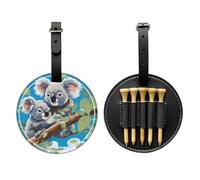 Dos bonitas bolsas de almacenamiento para camisetas de golf negras de koalas, bolsa de almacenamiento multifuncional para hombres, material de poliuretano duradero