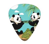 Dos bonitas púas de guitarra impresas con pandas grandes, 12 piezas en 3 grosores diferentes, adecuadas para guitarra acústica, guitarra eléctrica y guitarristas de banda