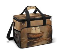 Dos bonitas sábanas de fantasmas en madera para campamento con aislamiento, bolsa térmica portátil a prueba de fugas con correa para el hombro