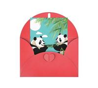 Dos bonitas tarjetas de felicitación de pandas grandes, página interior en blanco, incluye sobre, 10 x 15 cm, para invitaciones de aniversario y fiestas.