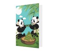 Dos bonitas tarjetas de felicitación de pandas grandes, página interior en blanco, incluye sobre, 10 x 15 cm, para invitaciones de aniversario y fiestas.