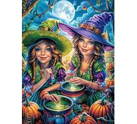 Dos Brujas con Calabazas Rompecabezas 1000 Piezas Cartón para Parejas Actividad Tiempo Libre Terapia Relajación Decoración Salón Regalo Sorpresa 1000 PCS