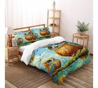 Dos búhos Edredón De Plumón tótem Animal Hipoalergias Chaqueta De Edredón De Microfibra Impresión 3D Juego De Ropa De Cama De 3 Piezas Double(200x200cm)