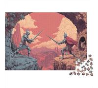 Dos Caballeros Humanos luchan Entre sí en un Paisaje épico Rompecabezas Puzzle,1000pcs (75x50cm) Adulto Juego EduGatoivo Decoración del Hogar