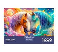 Dos Caballos con Crin Vibrante Ante un Salto de Agua Puzzle De 1000 Piezas Caballo Juego Educativo Clásico para El Tiempo De Puzzles En Familia 70x50cm/1000pcs