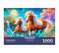 Dos Caballos corren a través de una Corriente Colorida Puzzle De 1000 Piezas Caballo Fino Cartón Reciclado Premium, Desafiante 52x38cm/1000pcs