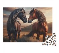 Dos Caballos Pradera Puzzle de 1000 Piezas Puzzle para Adultos Vista Nocturna Puzzle para Toda la Familia 38x26cm/1000pcs