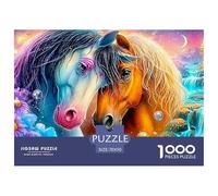 Dos Caballos se acicalan Entre un Paisaje Vibrante Puzzle De 1000 Piezas Caballo Juego De Puzzle Familiar para Todas Las Edades 70x50cm/1000pcs