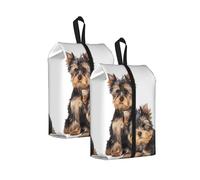 Dos Cachorros de Yorkshire Terrier， Bolsas de Viaje para Zapatos (Paquete de 2), Bolsas Impermeables para Guardar Zapatos, Organizador de Zapatos para Viajes y hogar.