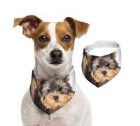 Dos Cachorros de Yorkshire Terrier,Pañuelos de algodón para Perros, Bufandas Ajustables para Mascotas,S