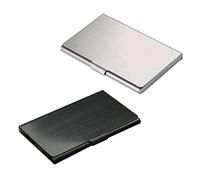 Dos cajas de tarjetas de visita galvanizadas de acero inoxidable, negro y plateado, moda de alta gama, cajas de tarjetas de visita ultraligeras creativas, una buena opción para regalos