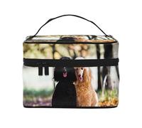 Dos caniche Real Bosque de otoño, Bolsa de Maquillaje Bolsa de cosméticos Bolsa de Aseo de Viaje portátil Estuche para lápices