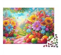 Dos cestas de Flores y Frutas en la Mesa Puzzle De 1000 Piezas temática Fruta Noches De Juegos, Adultos Y Niños 70x50cm/1000pcs