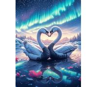 Dos Cisnes Bajo Las Auroras Boreales Rompecabezas 1000 Piezas Cartón Grueso para Coleccionistas Mascota de Vida Silvestre Mejora Memoria Desarrollo Cognitivo Diversión Familia Regalo Reyes Magos 1000