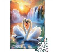 Dos cisnes Cascada Amanecer 70x50cm/1000pcs Puzzle Adecuado para Adultos Y Multitud Mayores De 14 Años