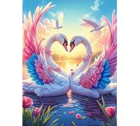 Dos Cisnes con Alas de Ángel Bajo la Luna Rompecabezas 300 Piezas Cartón Grueso Para Coleccionistas Mascota de Vida Silvestre Mejora Memoria Desarrollo Cognitivo Diversión Familia Regalo Reyes Magos 3