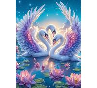 Dos cisnes con alas de ángel Formando corazón Puzzle 500 Piezas Colorido Vibrante Fauna Mascotas Rompecabezas para Adultos Obra De Arte Familiar Estera Portátil DIY Creativo 500 PCS