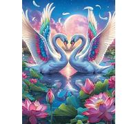 Dos Cisnes con Alas de Ángel Formando un Corazón Puzzle 500 Piezas Papel Mayores Mascota de Vida Silvestre Cute Terapia Ocupacional para Relajarse Entretenimiento Sin Pantalla Más Ve