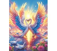 Dos cisnes con alas de ángel Formando un corazón Puzzles 500 Piezas Obra De Arte Decorativa Premium Animal Salvaje Mascota Cute Rompecabezas Familiar para Adultos DIY Creativo Aliviar Estrés Portátil