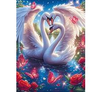 Dos Cisnes con Alas de Ángel Formando un Corazón Rompecabezas 1000 Piezas Cartón Resistente para Adolescentes Mascota de Vida Silvestre Actividades Grupales Mejor Valorado Navidad