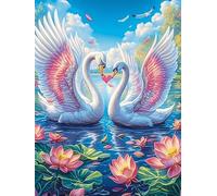 Dos cisnes con alas de ángel Puzzle 500 Piezas Papel Principiantes Vida Silvestre y Plantas Desarrollo Habilidades Estimulación Cerebral Juego Compartir 500 PCS