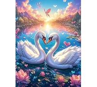 Dos Cisnes con Corazones Puzzle 500 Piezas Cartón Resistente para Parejas Mascota de Vida Silvestre Entrenamiento Cerebral Estimulación Mental Juego Familiar 500 PCS